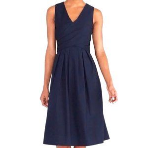 NEW J Crew Cotton Poplin Navy Blue Tie Wrap Dress Sz 4